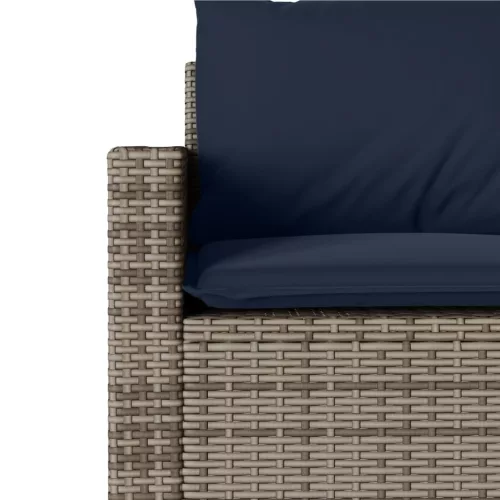  2 részes szürke polyrattan kerti étkezőgarnitúra párnákkal