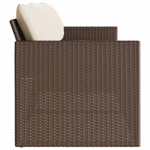  3 személyes barna polyrattan kerti kanapé párnával