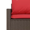  3 személyes barna polyrattan kerti kanapé párnával
