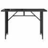  fekete polyrattan üveglapos kerti asztal 110x68x70 cm