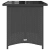  fekete polyrattan üveglapos kerti asztal 110x68x70 cm