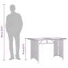  fekete polyrattan üveglapos kerti asztal 110x68x70 cm