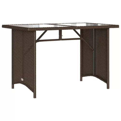  barna polyrattan üveglapos kerti asztal 110x68x70 cm
