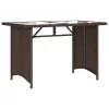  barna polyrattan üveglapos kerti asztal 110x68x70 cm