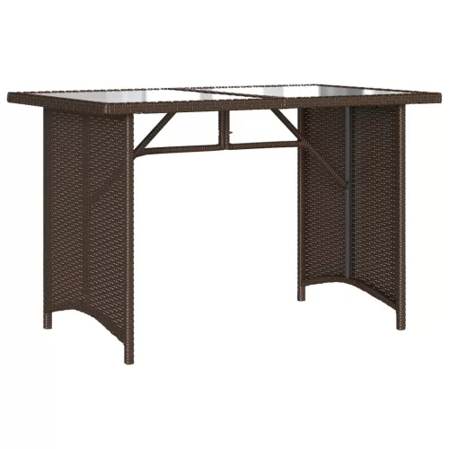  barna polyrattan üveglapos kerti asztal 110x68x70 cm