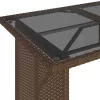  barna polyrattan üveglapos kerti asztal 110x68x70 cm