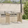  bézs polyrattan üveglapos kerti asztal 110x68x70 cm