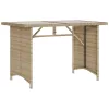  bézs polyrattan üveglapos kerti asztal 110x68x70 cm