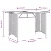  bézs polyrattan üveglapos kerti asztal 110x68x70 cm