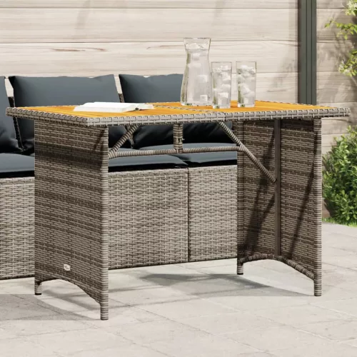  szürke polyrattan falapos kerti asztal 110x68x70 cm