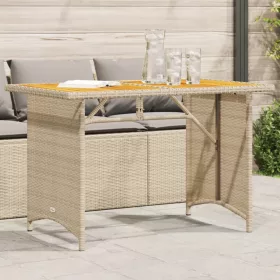  bézs polyrattan falapos kerti asztal 110x68x70 cm