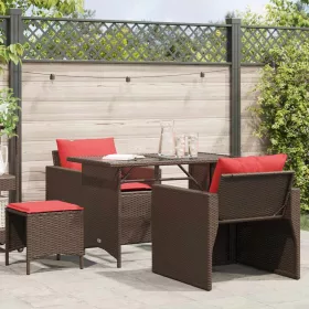    4 részes barna polyrattan kerti ülőgarnitúra párnákkal