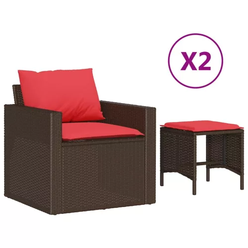  4 részes barna polyrattan kerti ülőgarnitúra párnákkal