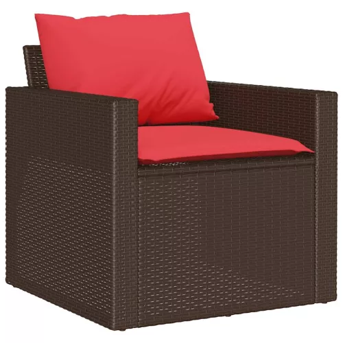  4 részes barna polyrattan kerti ülőgarnitúra párnákkal