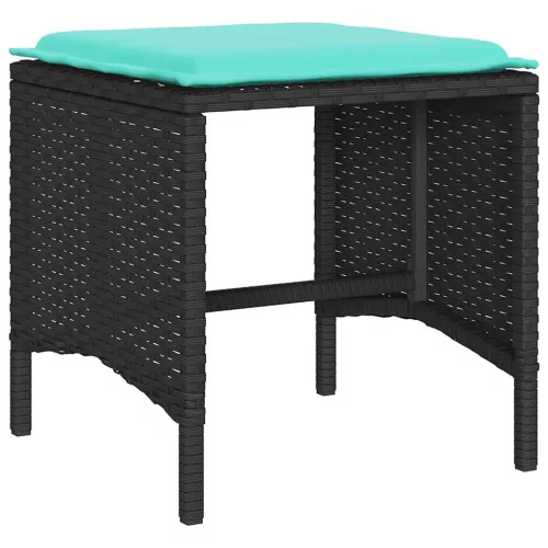  4 részes fekete polyrattan kerti ülőgarnitúra párnákkal