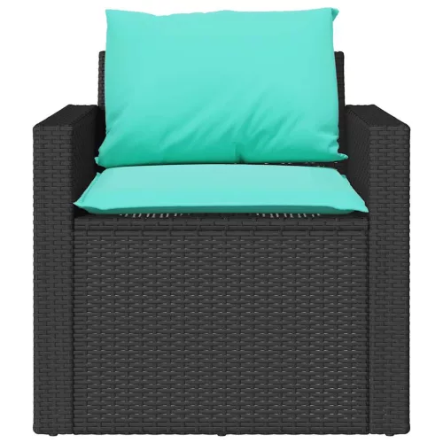  4 részes fekete polyrattan kerti ülőgarnitúra párnákkal