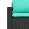  4 részes fekete polyrattan kerti ülőgarnitúra párnákkal