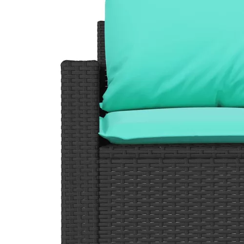  4 részes fekete polyrattan kerti ülőgarnitúra párnákkal