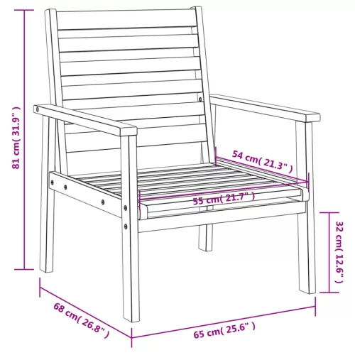  2 db tömör akácfa kerti kanapéfotel 66,5 x 65 x 81 cm