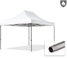   Professional összecsukható sátor PREMIUM 520g/m2 tűzálló ponyvával, acélszerkezettel, oldalfal nélkül - 3x4,5m fehér