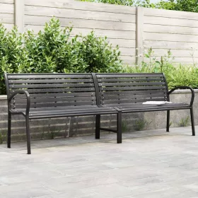  fekete acél és WPC dupla kerti pad 231 cm 