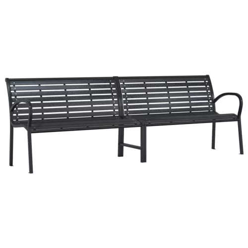  fekete acél és WPC dupla kerti pad 231 cm 