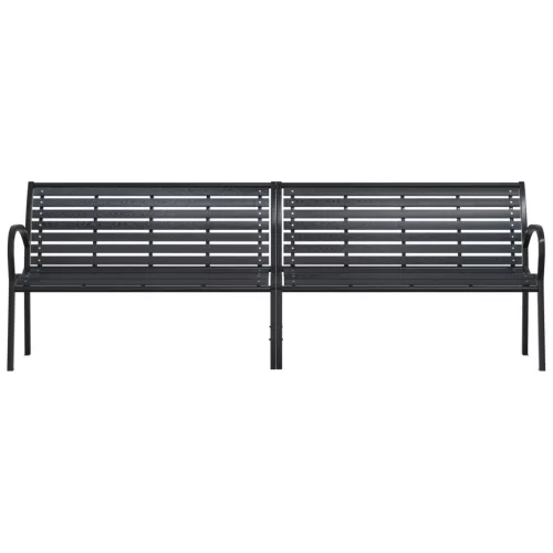  fekete acél és WPC dupla kerti pad 231 cm 