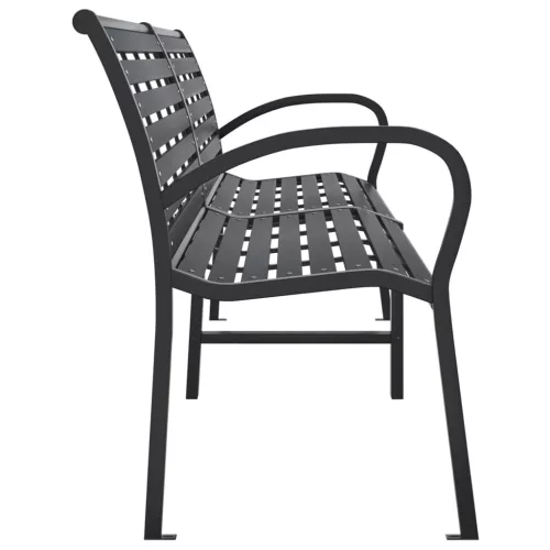 fekete acél és WPC dupla kerti pad 231 cm 