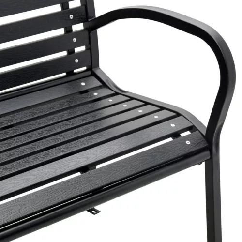  fekete acél és WPC dupla kerti pad 231 cm 