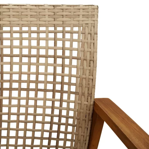  3 részes bézs polyrattan és akácfa bisztrószett