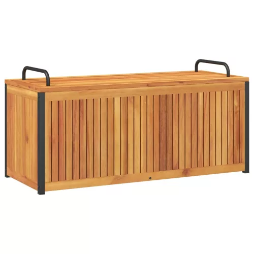  tömör akácfa és acél kültéri párnatartó láda 110x45x42/53 cm