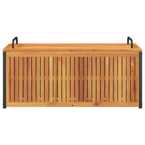  tömör akácfa és acél kültéri párnatartó láda 110x45x42/53 cm