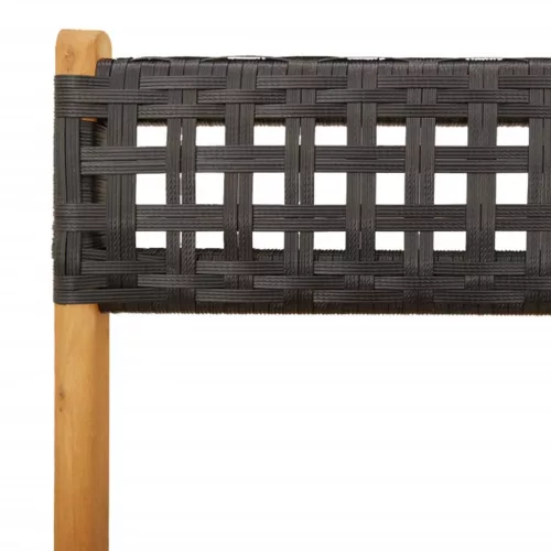  2 db fekete tömör akácfa és polyrattan bisztrószék