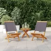  2 db antracitszürke tömör akácfa és szövet kerti szék