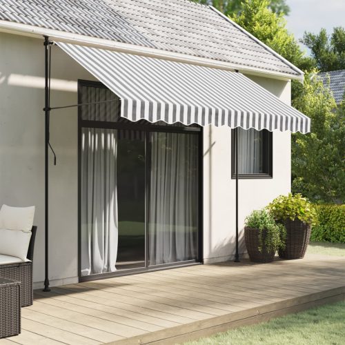  antracitszürke fehér csíkos pótszövet napellenzőszegélyhez 3 m