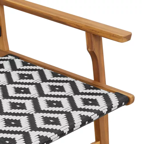  Kerti pad Fekete-fehér 122x76x73.5 cm Tömör akácfából