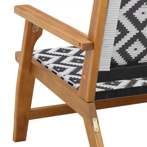  Kerti pad Fekete-fehér 122x76x73.5 cm Tömör akácfából