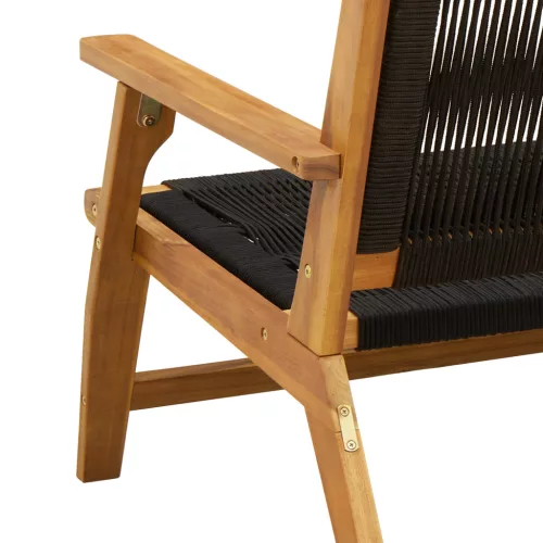  Kerti pad fekete 76x122x73 cm tömör akácfából