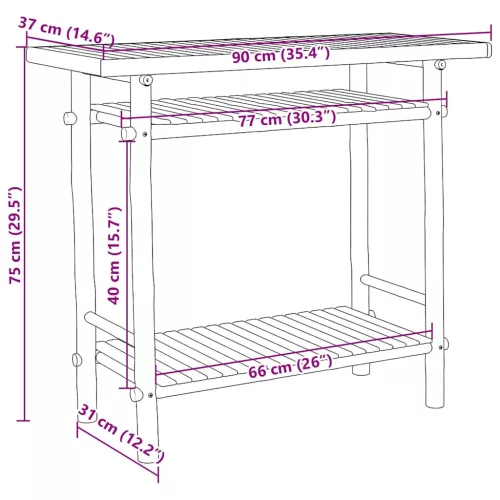  bambusz konzolasztal 90 x 37 x 75 cm