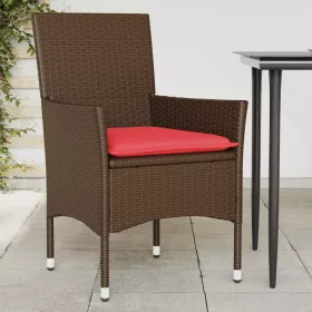  2 db barna polyrattan kerti szék párnával