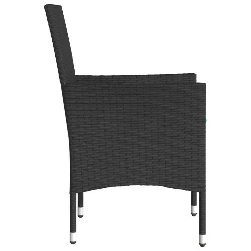  2 db fekete polyrattan kerti szék párnával