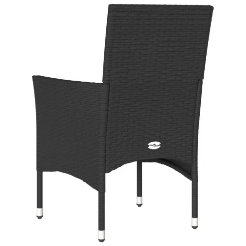  2 db fekete polyrattan kerti szék párnával