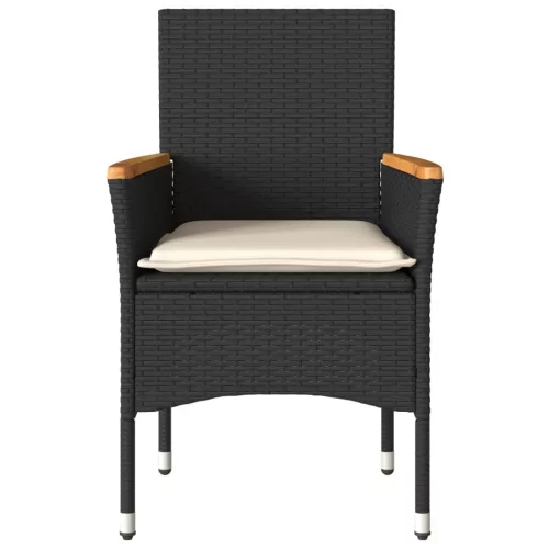  2 db fekete polyrattan kerti szék párnával