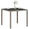  világosszürke polyrattan üveglapos kerti asztal 90 x 90 x 75 cm