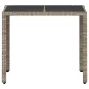  világosszürke polyrattan üveglapos kerti asztal 90 x 90 x 75 cm