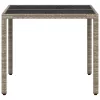  világosszürke polyrattan üveglapos kerti asztal 90 x 90 x 75 cm