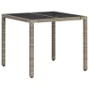  világosszürke polyrattan üveglapos kerti asztal 90 x 90 x 75 cm