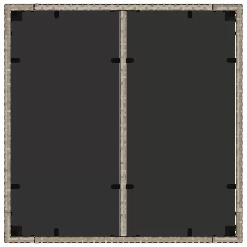  világosszürke polyrattan üveglapos kerti asztal 90 x 90 x 75 cm