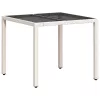  fehér polyrattan üveglapos kerti asztal 90 x 90 x 75 cm