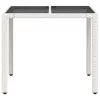  fehér polyrattan üveglapos kerti asztal 90 x 90 x 75 cm
